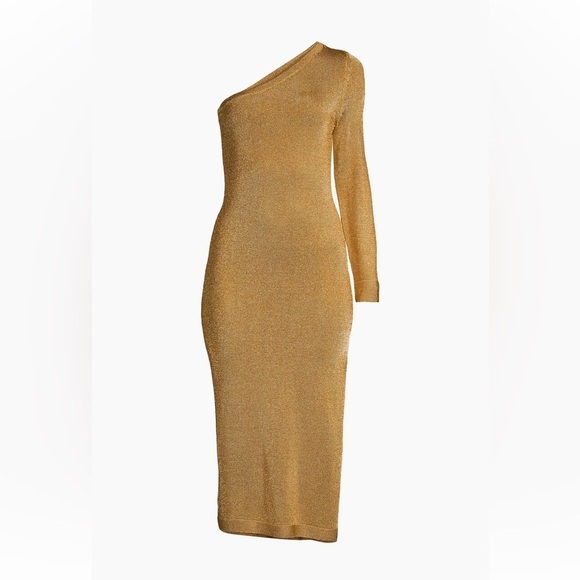 Milly Senna Metallic One-Shoulder Midi-Dress S - Picture 4 of 12